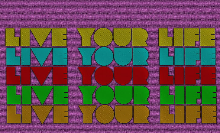 紫、緑、赤、黄色、青、オレンジ、あなたの人生を生きる、 HDデスクトップの壁紙