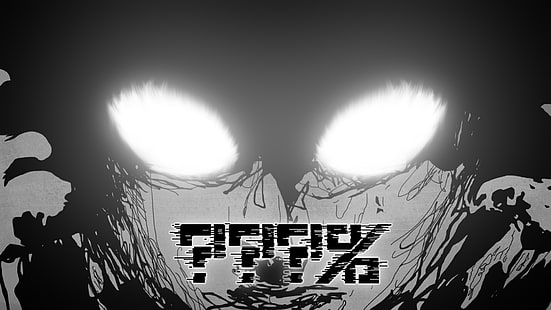 carta da parati digitale anime in bianco e nero, Mob Psycho 100, anime, Sfondo HD HD wallpaper