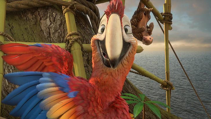 Robinson Crusoe, parrot, Best Animation Movies, cartoon, HD wallpaper