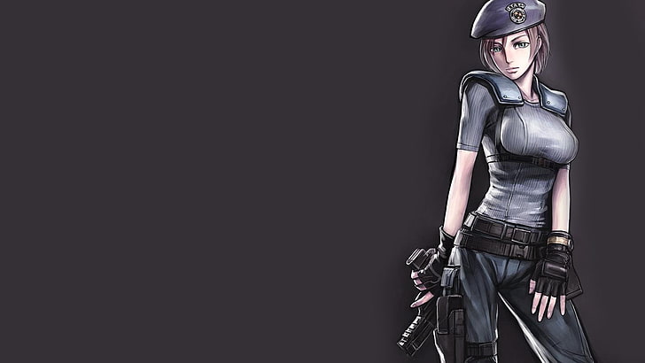 Resident Evil HD Kunst, Anime, Resident Evil, Jill Valentine, einfachen Hintergrund, HD-Hintergrundbild