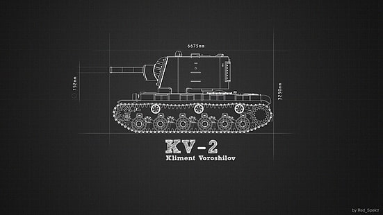 KV-2 Kliment Voreshilov illustration, tank, military, blueprints, KV-2, HD wallpaper HD wallpaper