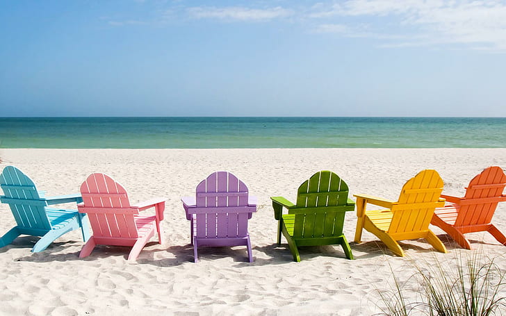 Estate Relax, giallo, relax, arancione, riposo, verde, rosa, viola, blu, estate, 3d e astratto, Sfondo HD