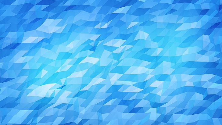 wallpaper biru dan putih, poli rendah, biru, cyan, cerah, latar belakang cyan, Wallpaper HD
