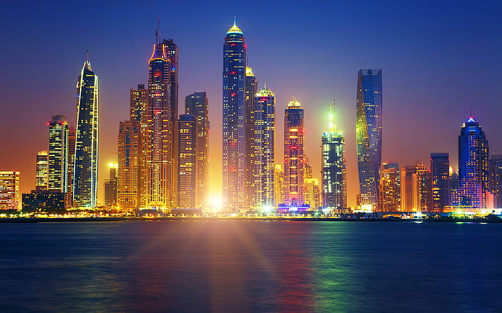 شروق الشمس في دبي أول صور أشعة الصباح لدولة الإمارات العربية المتحدة خلفية عالية الدقة للكمبيوتر اللوحي والجوال تحميل 3840 × 2400، خلفية HD