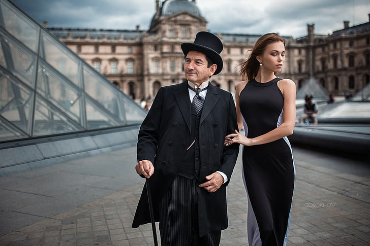 Mujeres, modelo, Ivan Gorokhov, París, 500 px, hombres, Louvre, Francia, sombrero de copa, Fondo de pantalla HD