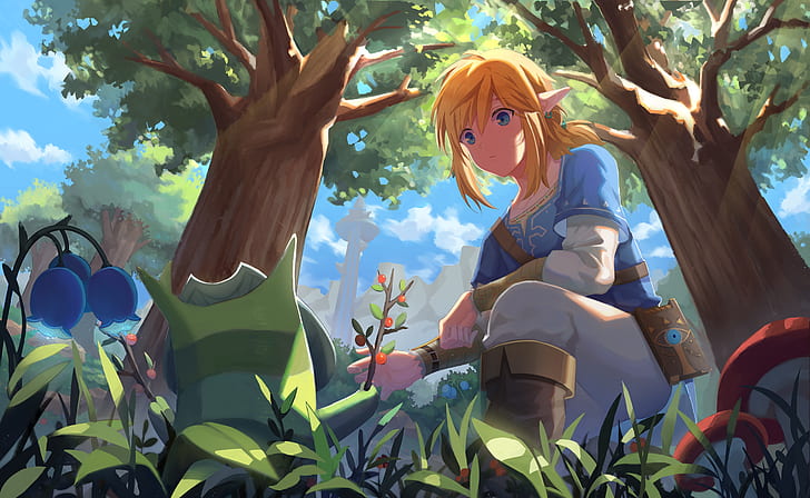 Zelda, Die Legende von Zelda: Hauch der Wildnis, Blond, Korok (Die Legende von Zelda), Link, Spitzohren, Die Legende von Zelda, HD-Hintergrundbild