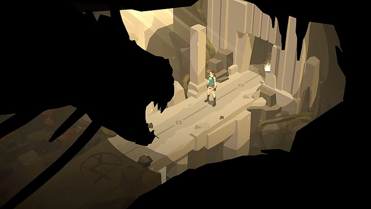 weißer und schwarzer Holztischdekor, Lara Croft GO, HD-Hintergrundbild