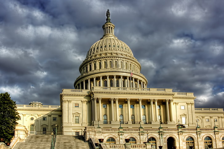 미국 국회 의사당, 건축, 미국, 구름, HD 배경 화면