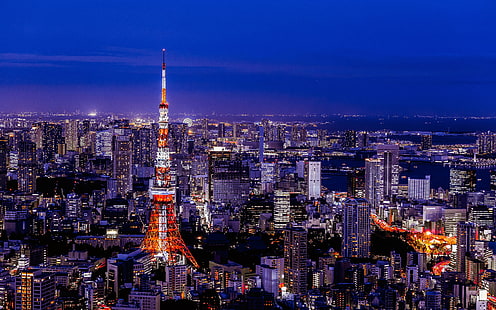 Vista di notte della torre di Tokyo della città di sogno del Giappone Tokyo, Sfondo HD HD wallpaper