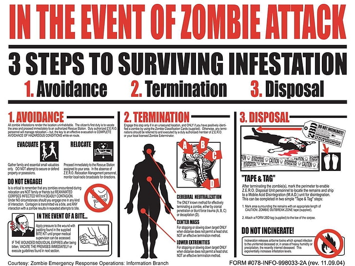 zombie infographics arkusz przetrwania zombie plakaty survival przewodnik 1280x1024 People Hot Girls Sztuka HD, Zombie, infografiki, Tapety HD