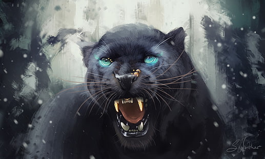 black panther, hd, panther, karya seni, artis, seni digital, artstation, Wallpaper HD HD wallpaper