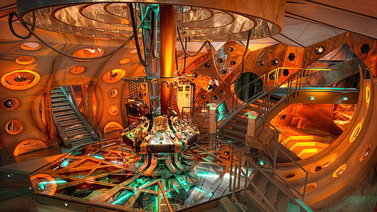 ilustrasi laboratorium abu-abu dan hijau, TARDIS, Doctor Who, Wallpaper HD HD wallpaper