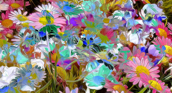 assorted-color flowers centerpiece, rendering, figure, vector, petals, garden, meadow, HD wallpaper