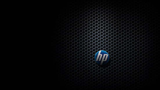 logo HP bleu, arrière-plan, écran large, fond d'écran, technologie, marque, plein écran, fonds d'écran HD, plein écran, Fond d'écran HD HD wallpaper