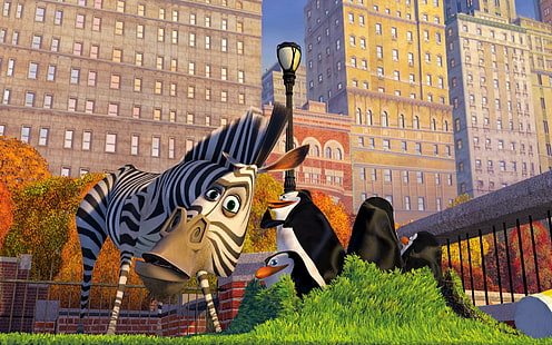 Madagascar Characters, cartoon, zebra, HD wallpaper HD wallpaper