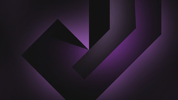 4K, Темный фон, Градиент, Геометрический, Фигуры, Фиолетовый, Черный, Фиолетовый, HD обои