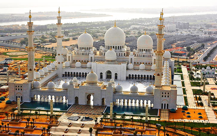 Голяма джамия на Абу Даби Шейх Зайд Обединени арабски емирства Full Hd Wallpapers 1920 × 1200, HD тапет
