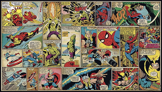 Os Vingadores, Vingadores, Capitão América, Hulk, Homem de Ferro, Marvel Comics, Homem-Aranha, Thor, HD papel de parede HD wallpaper