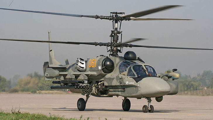 pesawat tempur abu-abu, Kamov, Ka-52, Alligator, Angkatan Udara Rusia, helikopter serang Rusia, Wallpaper HD