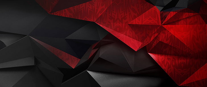 черно-красные абстрактные цифровые обои, Acer, абстрактные, HD обои