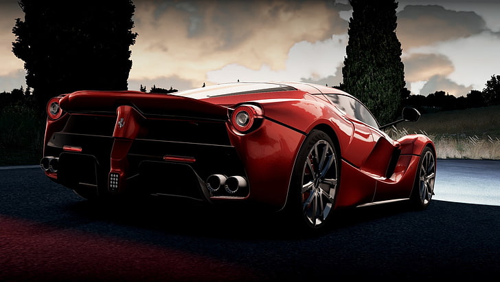 czerwony samochód sportowy, Ferrari LaFerrari, Ferrari, Forza Horizon 2, gry wideo, samochód, Tapety HD