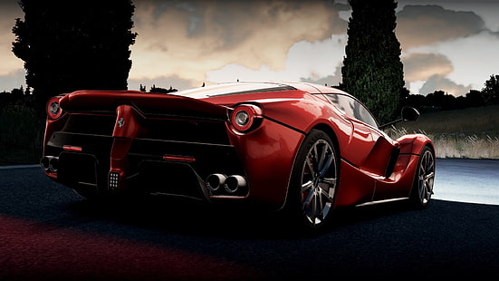 röd sportbil, Ferrari LaFerrari, Ferrari, Forza Horizon 2, videospel, bil, HD tapet HD wallpaper