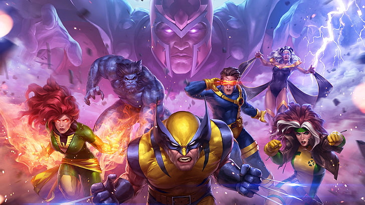 Vielfraß, Zyklopen, Bestie (Henry McCoy), Ororo Monroe, Magneto, Jean Gray, Schurke (X-Men), X-Men, HD-Hintergrundbild