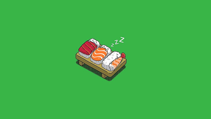 Sleeping Sushi HD, кровать, милая, спит, суши, zzz, HD обои