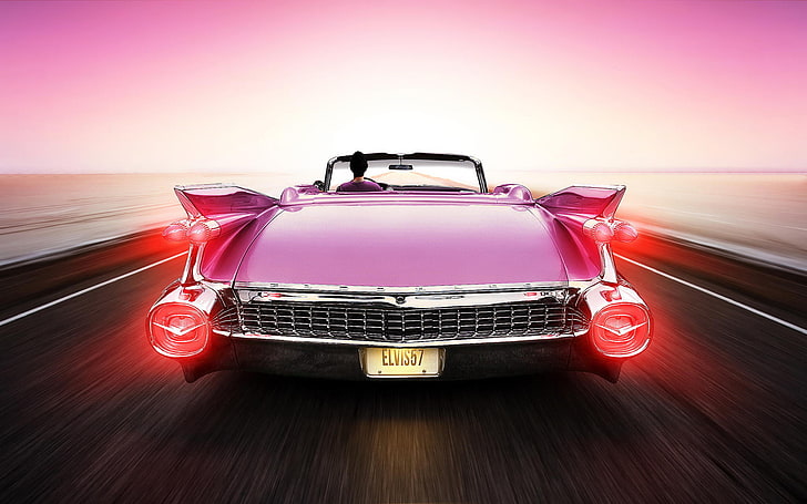kendaraan merah muda, merah muda, Eldorado, Cadillac, belakang, Elvis Aaron Presley, Wallpaper HD