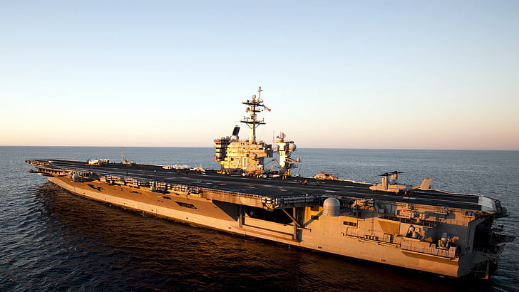 gray and black fighting ship, aircraft carrier, USS Carl Vinson (CVN-70), military, ship, vehicle, HD wallpaper