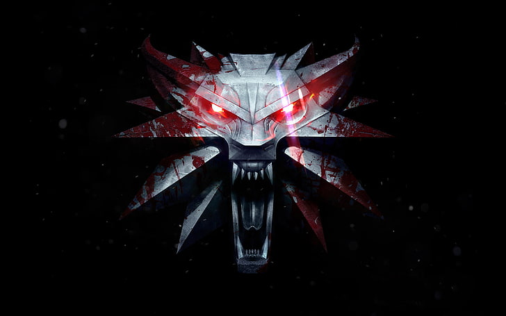 Rouge Hearts-Logo, Blut, Wolf, The Witcher, Medaillon, The Witcher 3 Wild Hunt, HD-Hintergrundbild