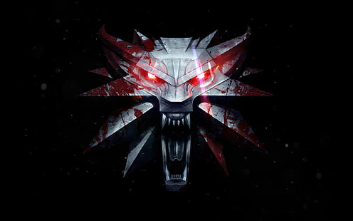 Rouge Hearts-Logo, Blut, Wolf, The Witcher, Medaillon, The Witcher 3 Wild Hunt, HD-Hintergrundbild HD wallpaper