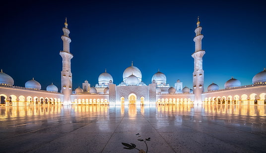 Mosques, Sheikh Zayed Grand Mosque, Abu Dhabi, Architecture, Building, Mosque, Night, United Arab Emirates, HD wallpaper HD wallpaper