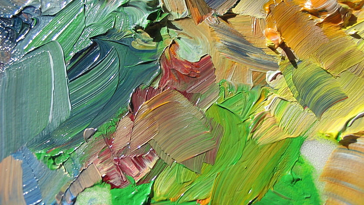 lukisan abstrak, warna-warni, lukisan, lukisan cat minyak, cat splatter, sederhana, tekstur, Wallpaper HD