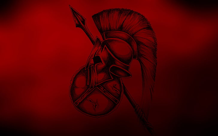 Sfondo di Spartan Helm, sfondo, lancia, scudo, l'elmo Spartan, Sfondo HD