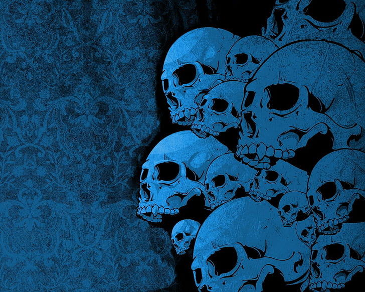 black, a lot, skulls, HD wallpaper
