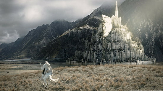 Minas Tirith, kota fantasi, Gandalf, The Lord of the Rings, film, Wallpaper HD HD wallpaper
