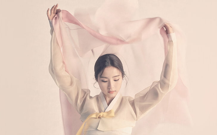 korean, asian, kpop, girl, dress, pink, HD wallpaper