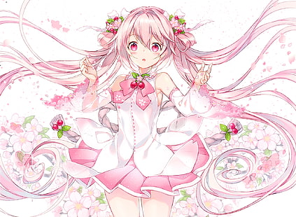 Anime, Vocaloid, Hatsune Miku, Sakura Miku, HD wallpaper HD wallpaper