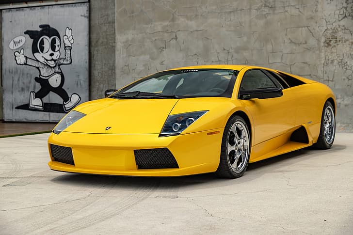 kuning, Lamborghini, Lambo, supercar, Lamborghini Murcielago, Murcielago, Wallpaper HD