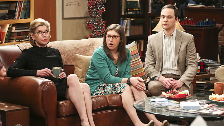 Programa de TV, The Big Bang Theory, Amy Farrah Fowler, Beverly Hofstadter, Christine Baranski, Jim Parsons, Mayim Bialik, Sheldon Cooper, HD papel de parede