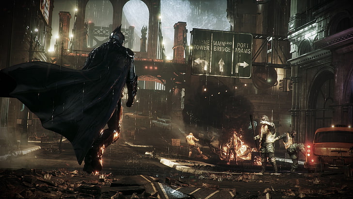 Batman digital wallpaper, Batman, Batman: Arkham Knight, Gotham City, video games, HD wallpaper