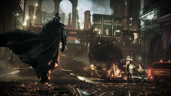 Batman digital tapet, Batman, Batman: Arkham Knight, Gotham City, videospel, HD tapet HD wallpaper