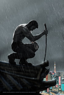 O cartaz do filme Wolverine, Wolverine, espada, HD papel de parede HD wallpaper
