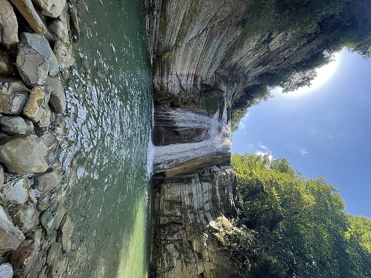 природа, водопад, Турция, град, HD тапет