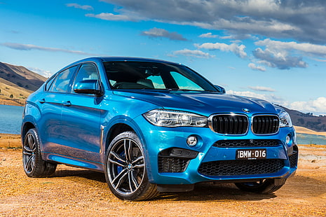 BMW, X6 M, 2015, blå BMW SUV, 2015, BMW, X6 M, AU-spec, F16, HD tapet HD wallpaper