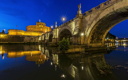 Castel Sant’angelo في روما وبونتي سانت أنجيلو جسر نهر تيبر إيطاليا 4K خلفيات سطح المكتب فائقة الدقة لأجهزة الكمبيوتر المحمول والكمبيوتر اللوحي والهواتف المحمولة 3840 × 2400، خلفية HD HD wallpaper