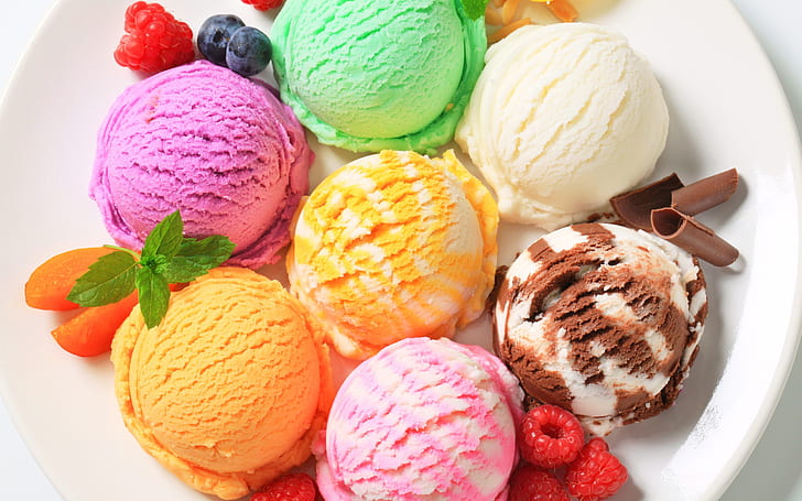 アイスクリーム、デザート、甘い食べ物、カラフルな、アイス、クリーム、デザート、甘い、食べ物、カラフルな、 HDデスクトップの壁紙