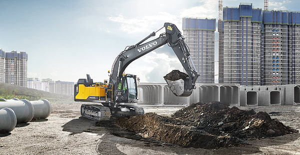 terra, costruzione, Volvo, escavatore, benna, terra, attrezzatura da costruzione, Volvo EC160e, Sfondo HD HD wallpaper