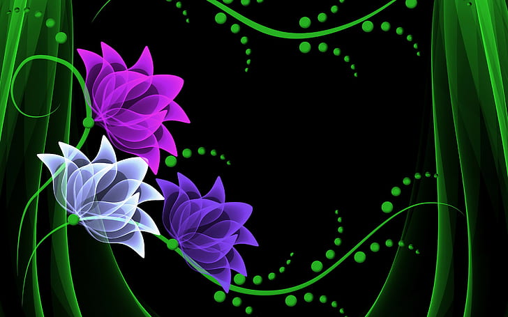 Neon Flowers Wallppaer, neon, flowers, vector, background, s, Best s, download, hd, HD wallpaper